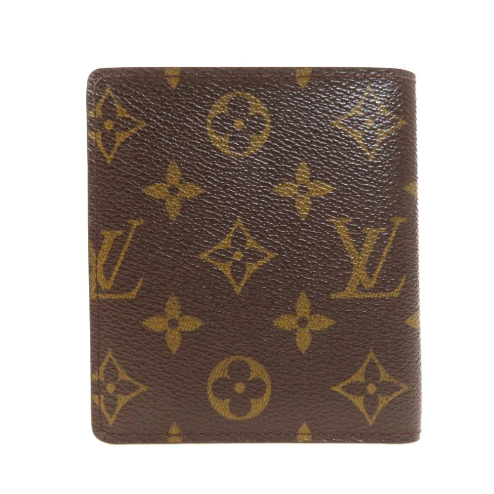 Louis Vuitton Bi Canvas Monogram Cartes Wallet fold Credit Portefeuille Brown